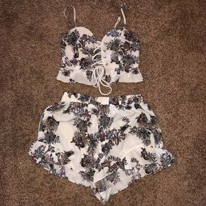 Floral Pattern Shirt and Shorts Set